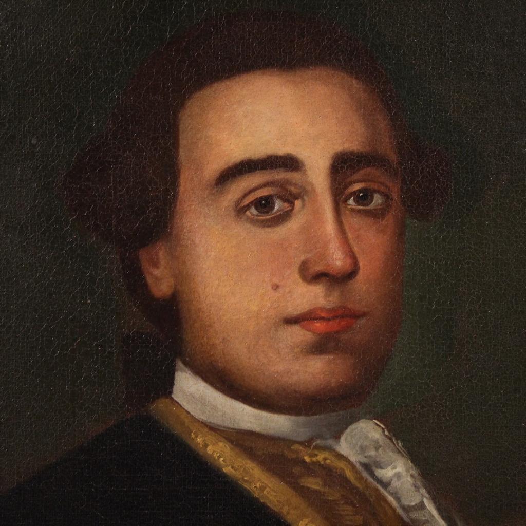 Mid-18th Century huile sur toile du 18e siècle, peinture italienne de portrait de noble, 1760 en vente