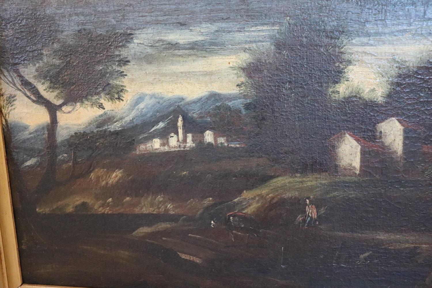 18th Century Oil on Canvas Italian Antique Oil Paintings Landscapes, Set of 2 In Good Condition In Casale Monferrato, IT
