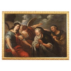 Antikes italienisches Gemälde Abraham und die Engel, Öl auf Leinwand, 18. Jahrhundert, 1740