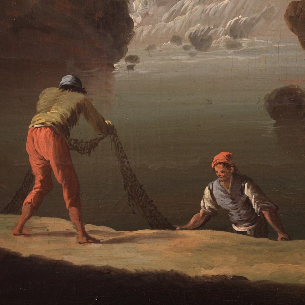 18th Century Oil on Canvas Italian Antique Painting Landscape, 1780 6