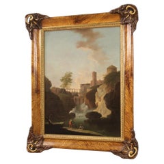 18th Century Oil on Canvas Italian Antique Painting Landscape, 1780