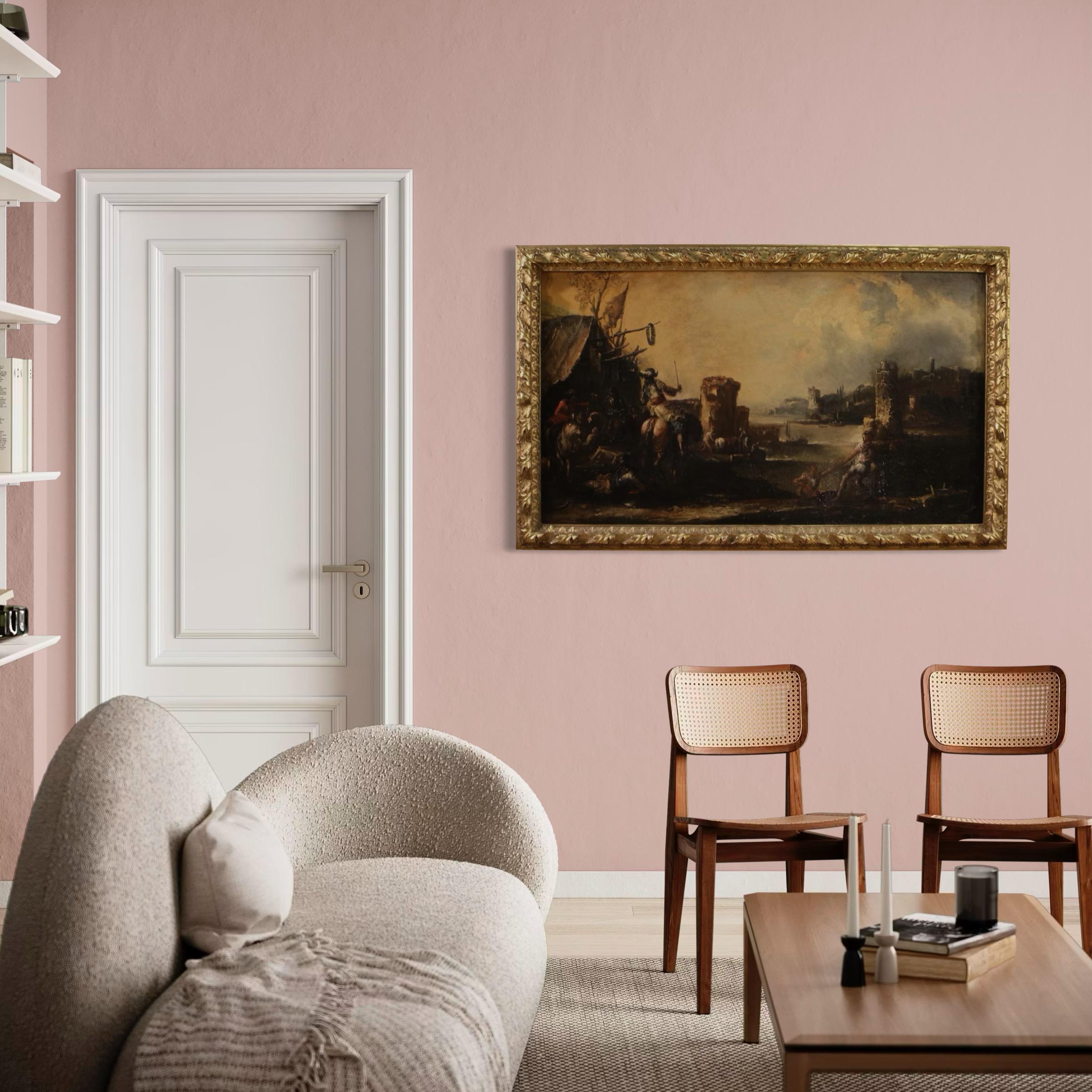 Huile sur toile du XVIIIe siècle Peinture ancienne italienne Paysage avec chevaliers, 1720 en vente 8