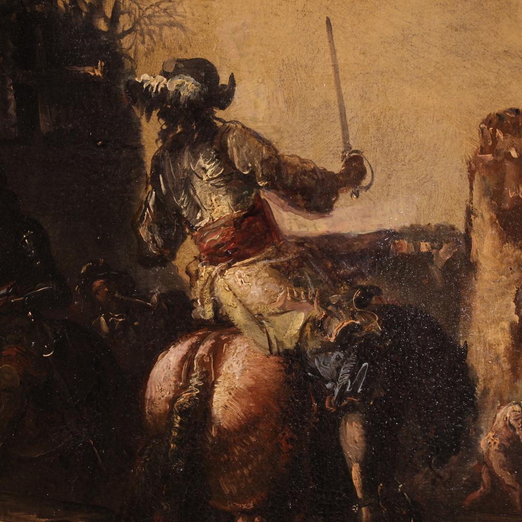 Début du XVIIIe siècle Huile sur toile du XVIIIe siècle Peinture ancienne italienne Paysage avec chevaliers, 1720 en vente