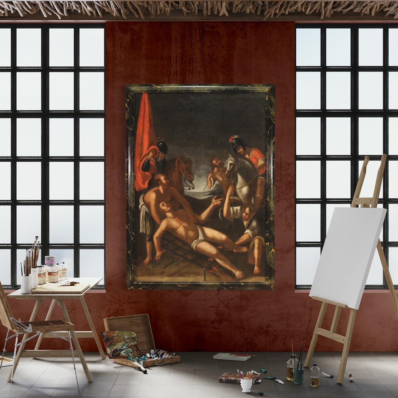 huile sur toile du XVIIIe siècle Peinture italienne ancienne Martyre de saint Laurent  en vente 6