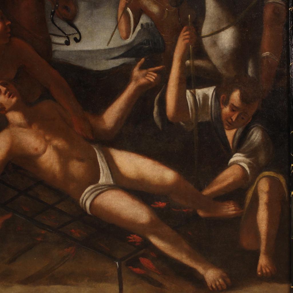 huile sur toile du XVIIIe siècle Peinture italienne ancienne Martyre de saint Laurent  en vente 1