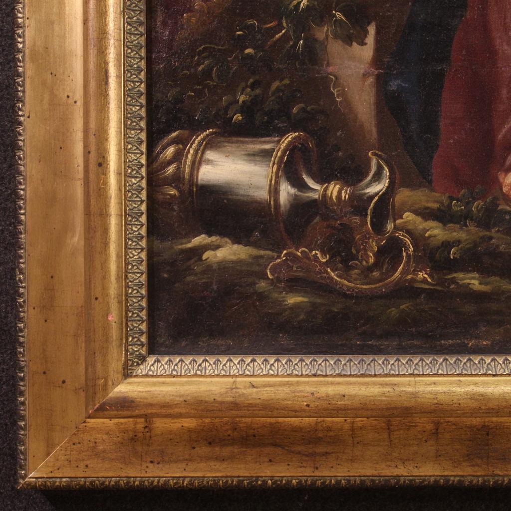 18. Jahrhundert Öl auf Leinwand Italienisch Antike Malerei Moses von den Wassern gerettet im Angebot 8
