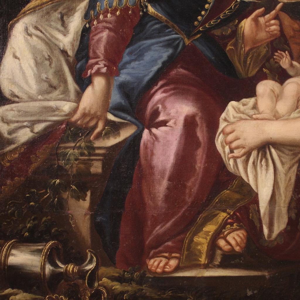 18. Jahrhundert Öl auf Leinwand Italienisch Antike Malerei Moses von den Wassern gerettet im Angebot 3