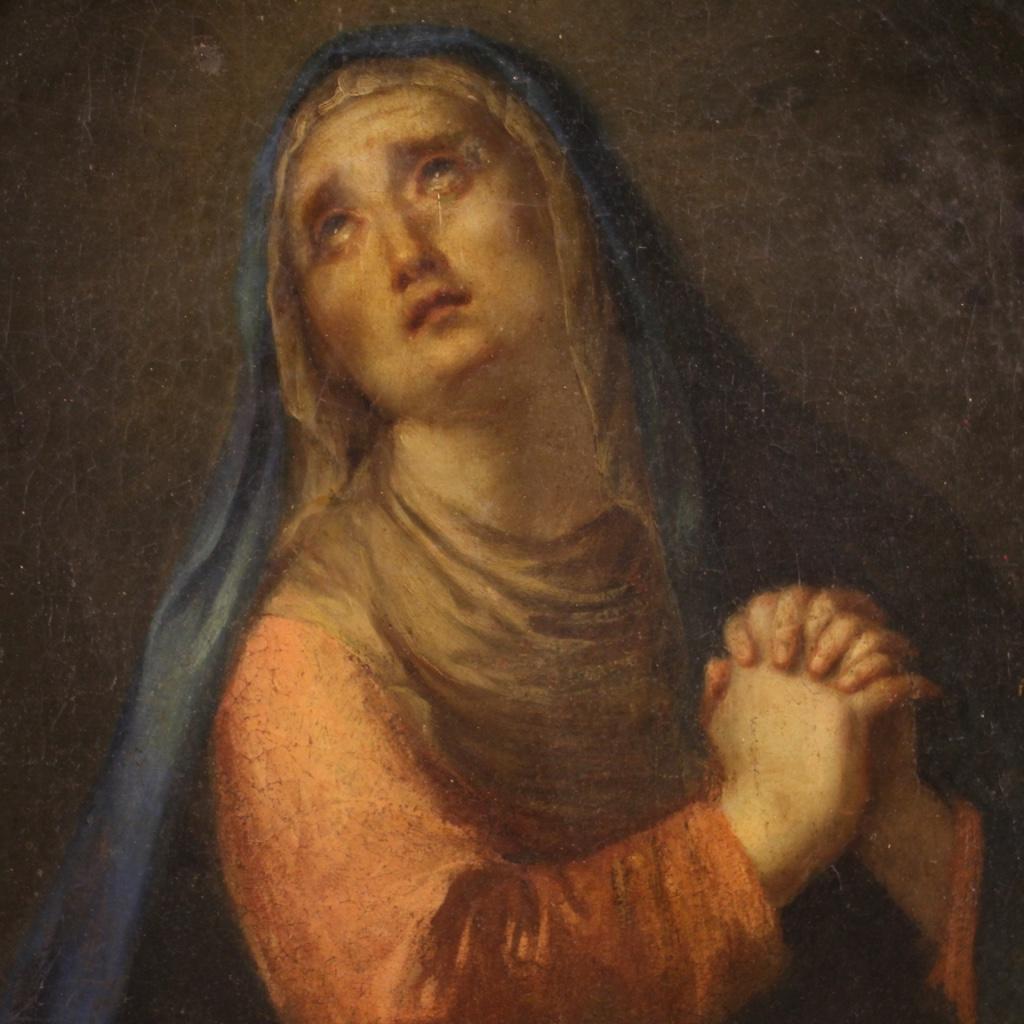 18th Century Oil on Canvas Italian Antique Painting Our Lady of Sorrows, 1750 In Good Condition In Vicoforte, Piedmont