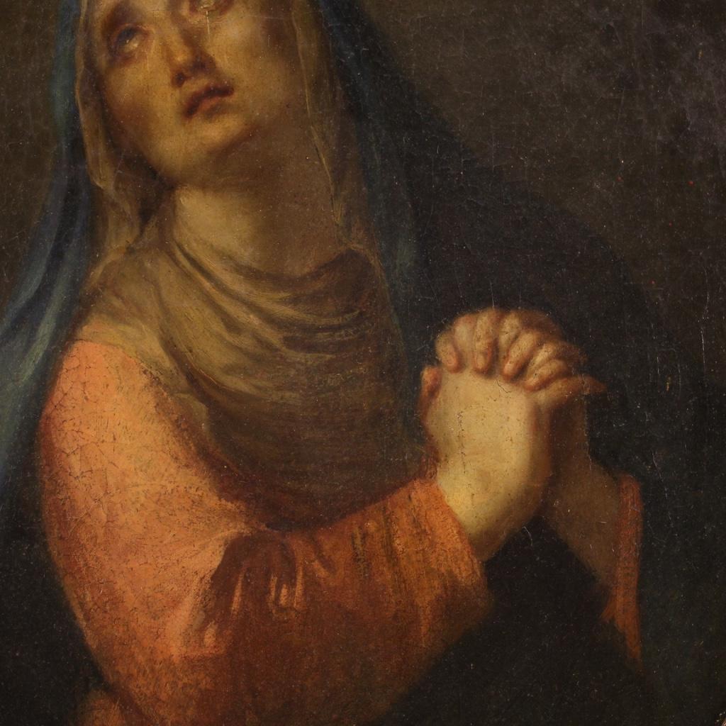 18th Century Oil on Canvas Italian Antique Painting Our Lady of Sorrows, 1750 2