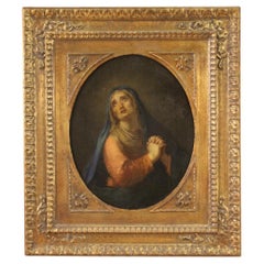 18th Century Oil on Canvas Italian Antique Painting Our Lady of Sorrows, 1750