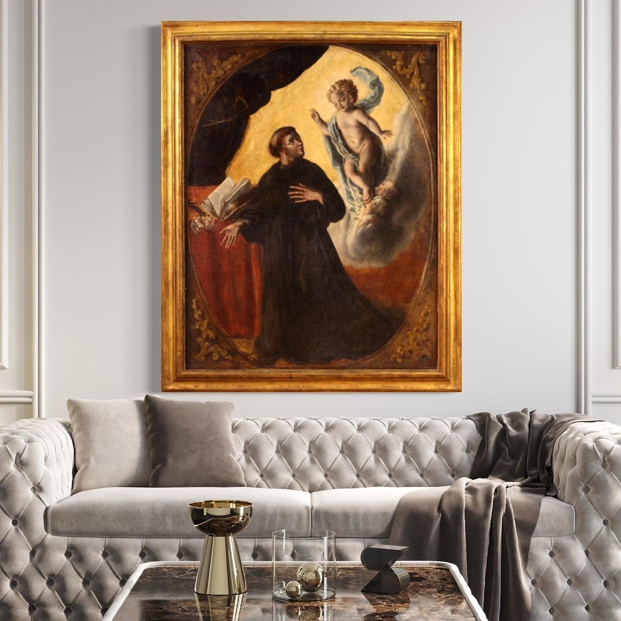 Italienisches antikes Gemälde des Heiligen Antonius von Padua, Öl auf Leinwand, 18. Jahrhundert, Öl auf Leinwand, 1750 im Angebot 10