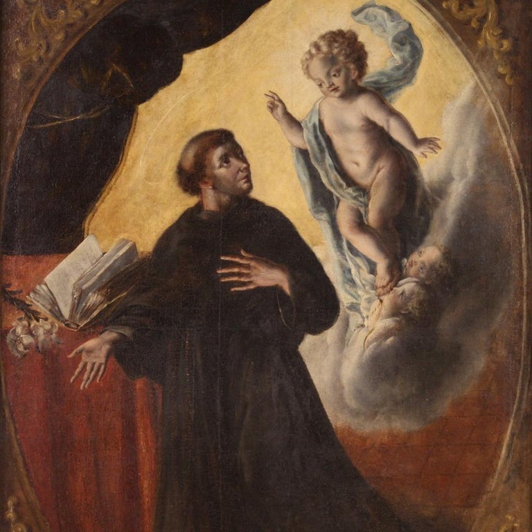 18th Century Oil on Canvas Italian Antique Painting Saint Anthony of ...