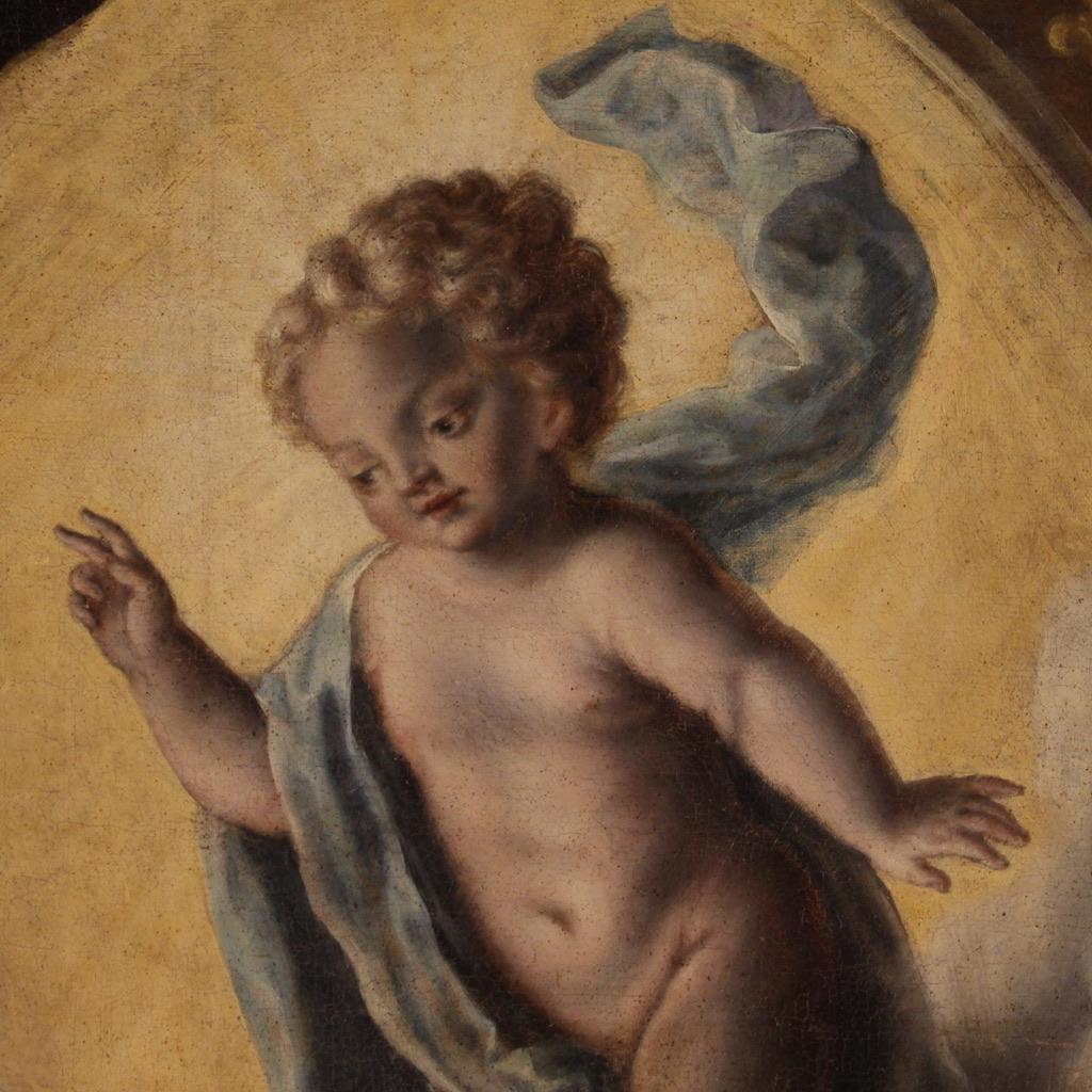 Italienisches antikes Gemälde des Heiligen Antonius von Padua, Öl auf Leinwand, 18. Jahrhundert, Öl auf Leinwand, 1750 im Angebot 2