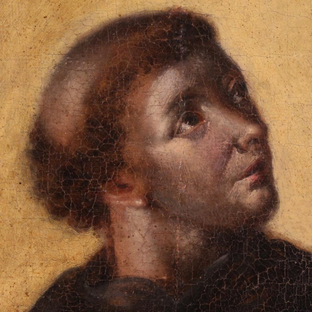 18th Century Oil on Canvas Italian Antique Painting Saint Anthony of Padua, 1750 For Sale 3