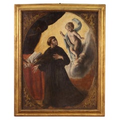 18th Century Oil on Canvas Italian Antique Painting Saint Anthony of Padua, 1750