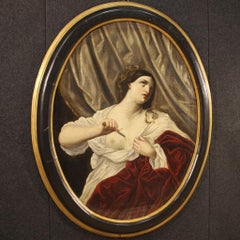 18th Century Oil on Canvas Italian Antique Painting Suicide of Lucretia, 1770