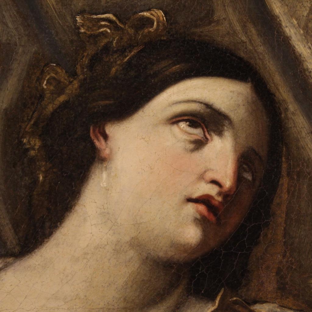 18th Century Oil on Canvas Italian Antique Painting Suicide of Lucretia, 1770 4