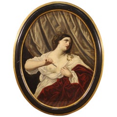 18th Century Oil on Canvas Italian Antique Painting Suicide of Lucretia, 1770