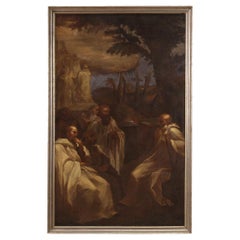 18th Century Oil on Canvas Italian Antique Painting the Vision of Saint Romuald