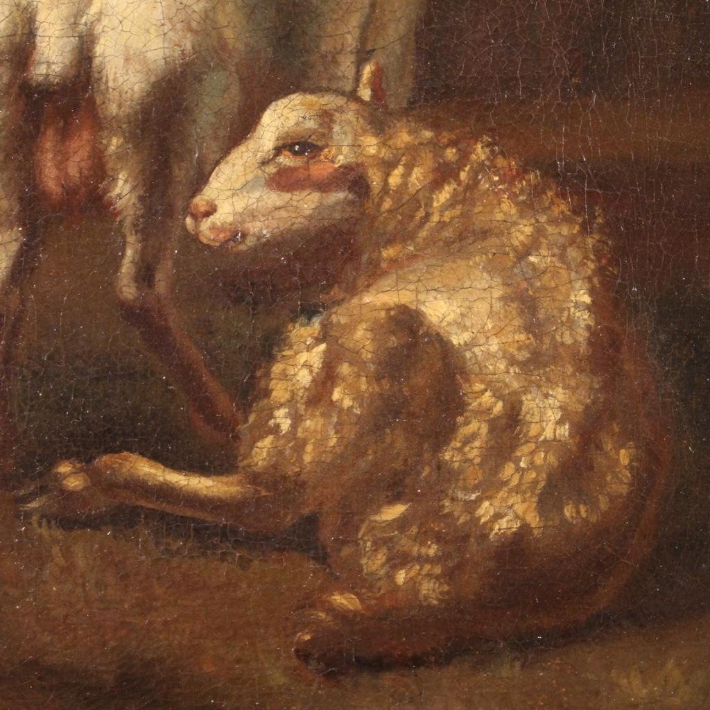18th Century Oil on Canvas Italian Antique Pastoral Landscape Painting, 1740 3