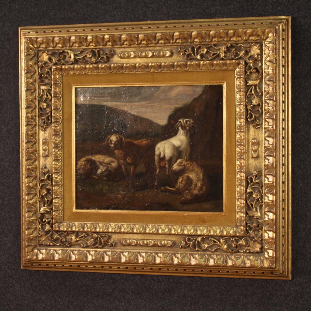 18th Century Oil on Canvas Italian Antique Pastoral Landscape Painting, 1740 4