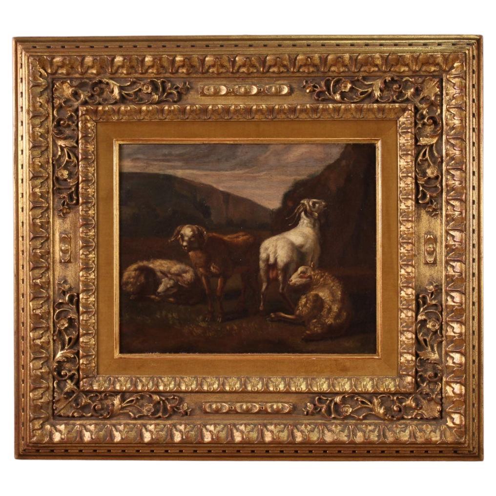 Huile sur toile italienne du 18ème siècle - Peinture de paysage pastoral ancien, 1740