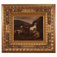 18th Century Oil on Canvas Italian Antique Pastoral Landscape Painting, 1740
