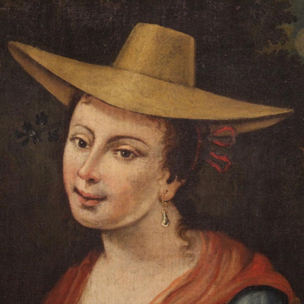 Italienisches antikes Porträtgemälde, Öl auf Leinwand, 18. Jahrhundert, Öl auf Leinwand, 1750 (Geölt) im Angebot