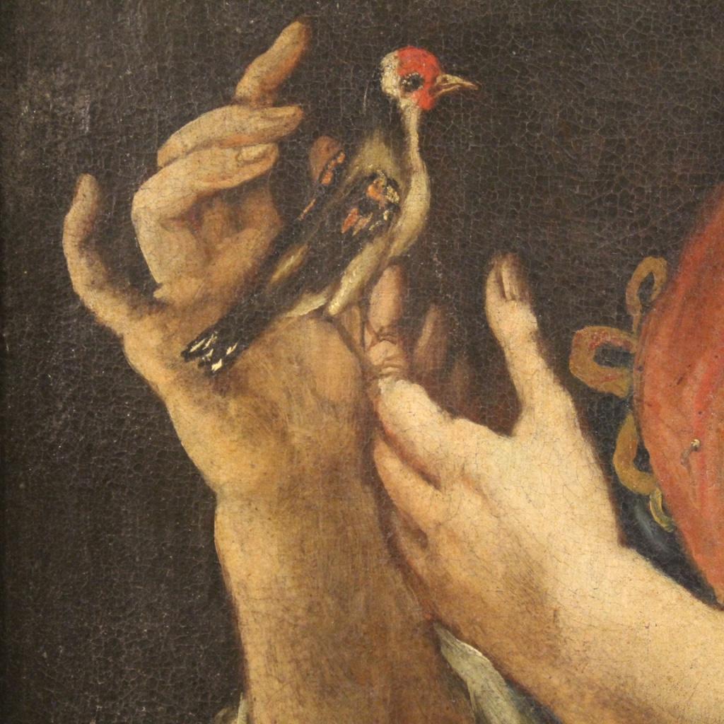 Italienisches antikes Porträtgemälde, Öl auf Leinwand, 18. Jahrhundert, Öl auf Leinwand, 1750 im Zustand „Gut“ im Angebot in Vicoforte, Piedmont