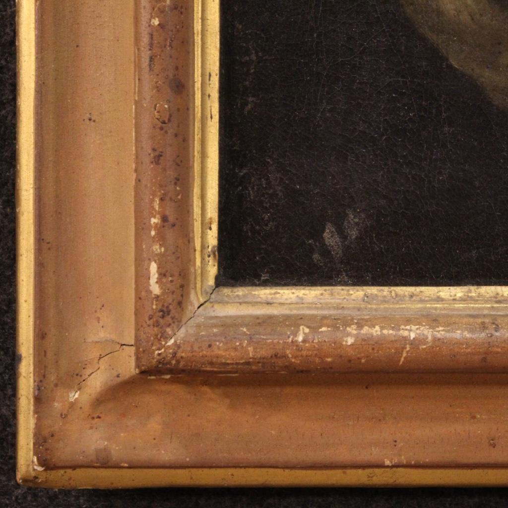 XVIIIe siècle Huile sur toile italienne d'un portrait ancien du 18ème siècle, 1750 en vente