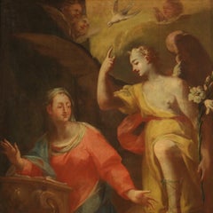 Peinture à l'huile sur toile italienne ancienne d'anniversaire religieux, 18e siècle, 1750