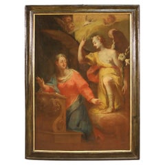 18th Century Oil on Canvas Italian Antique Religious Annunciation Painting, 1750