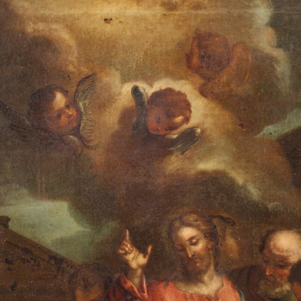 18th Century Oil on Canvas Italian Antique Religious Painting, 1730 2