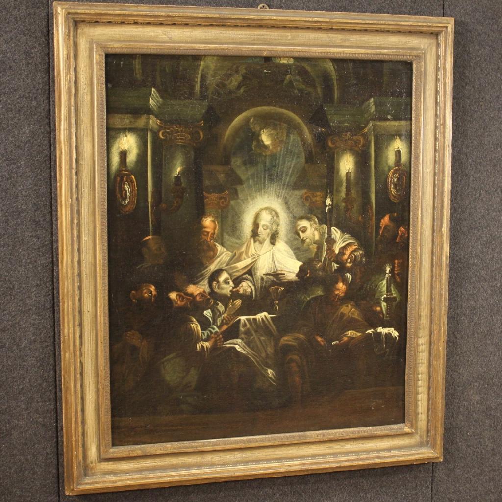 18th Century Oil on Canvas Italian Antique Religious Painting, 1730 4