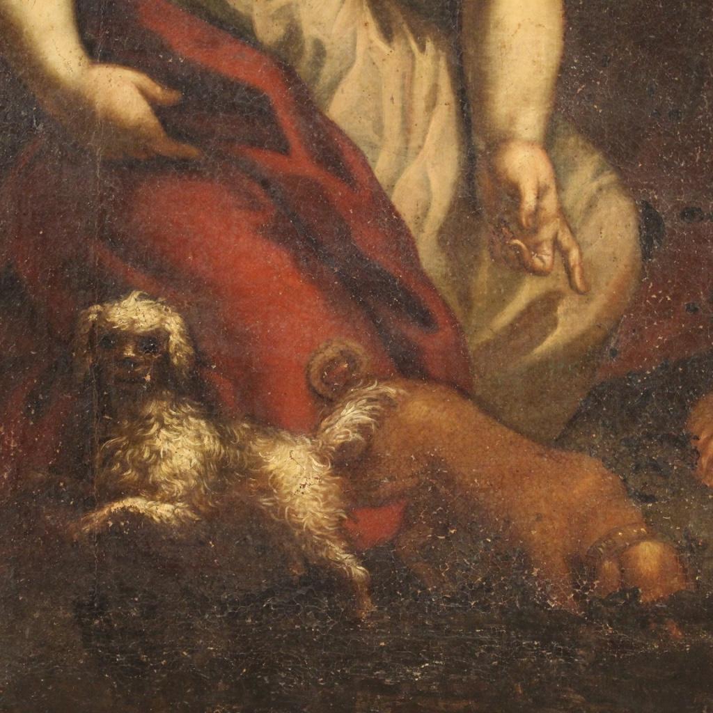 18th Century Oil on Canvas Italian Antique Religious Painting, 1730 5