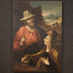18th Century Oil on Canvas Italian Antique Religious Painting, 1750