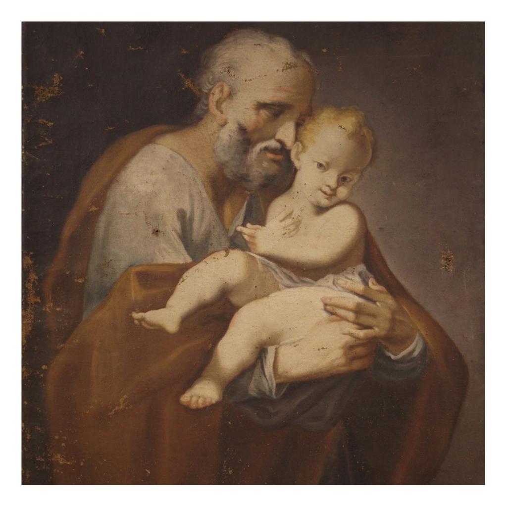 18th Century Oil on Canvas Italian Antique Religious Painting, 1770