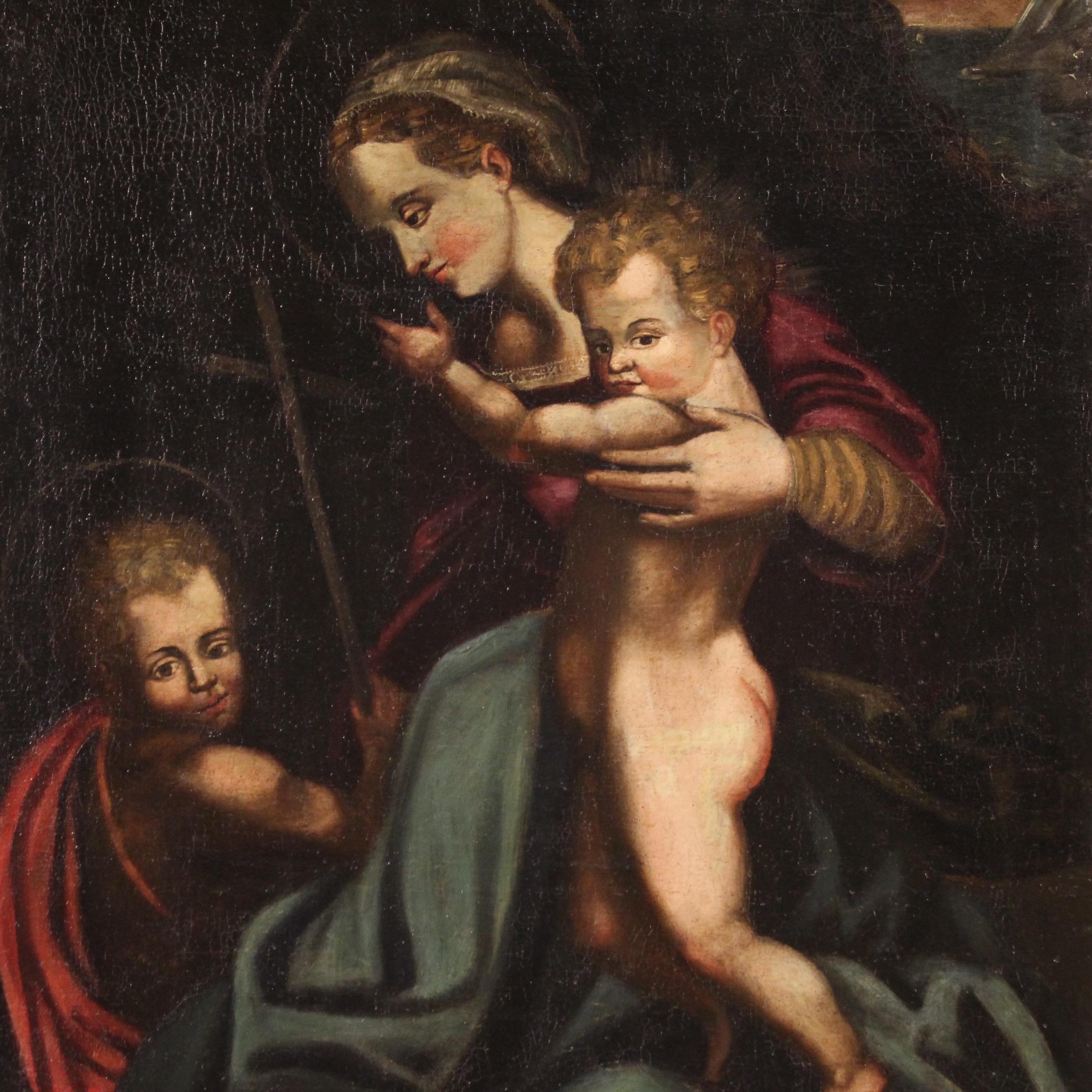 18th Century Oil on Canvas Italian Antique Religious Painting, 1780 1