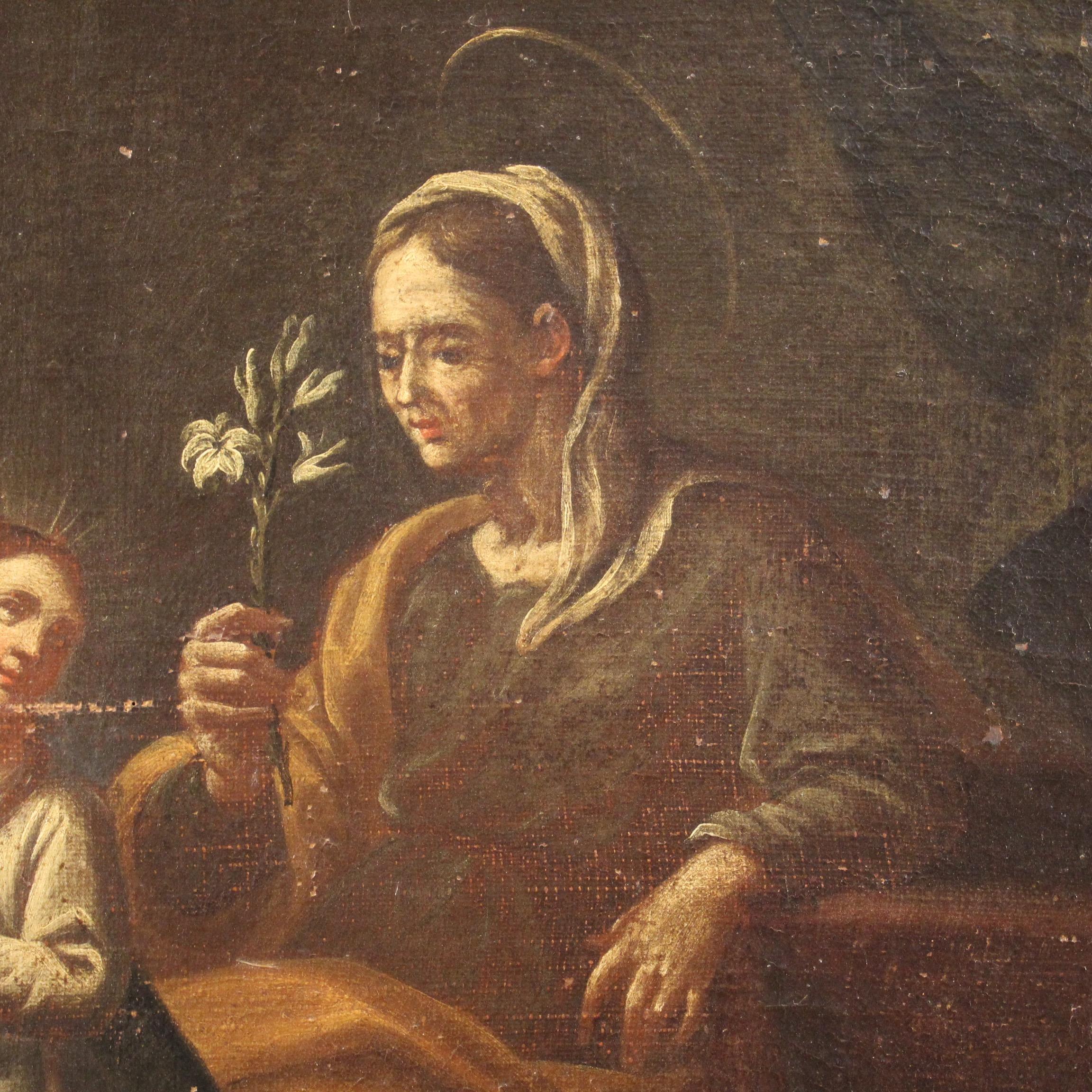 18th Century Oil on Canvas Italian Antique Religious Painting, 1780 2