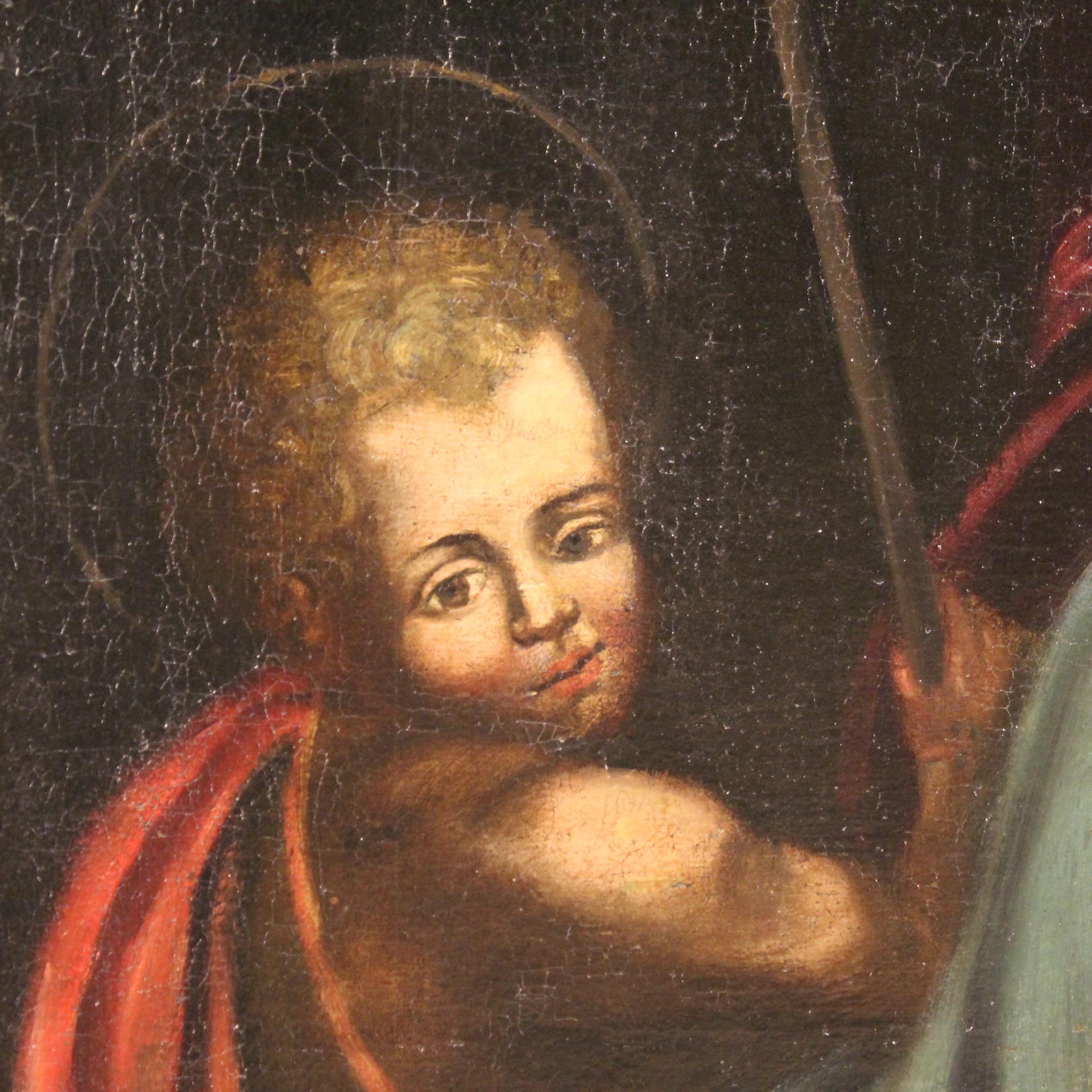 18th Century Oil on Canvas Italian Antique Religious Painting, 1780 5