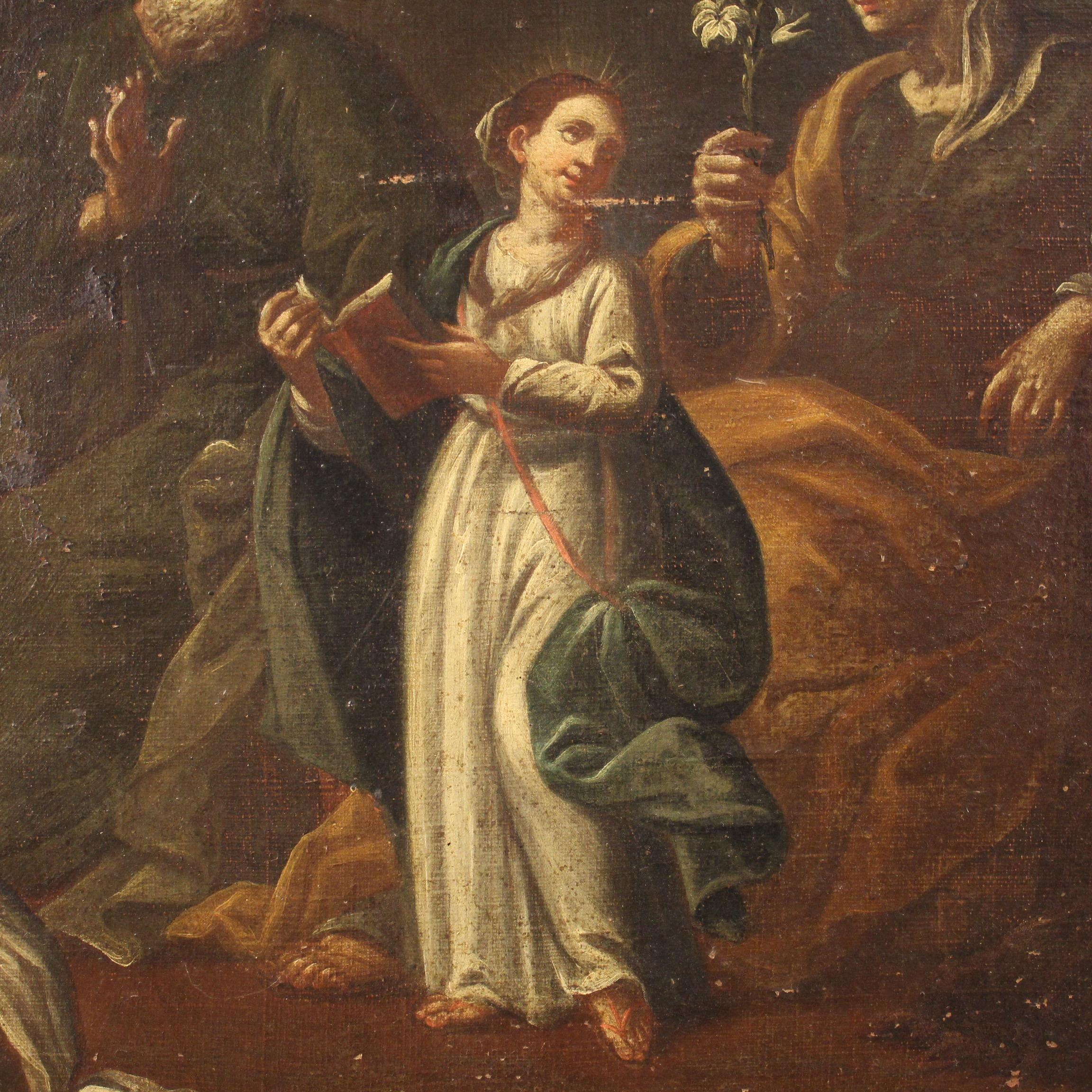 18th Century Oil on Canvas Italian Antique Religious Painting, 1780 5