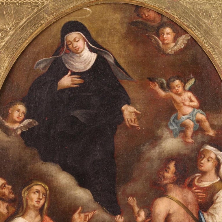 18th Century Oil on Canvas Italian Antique Religious Painting Adoration ...