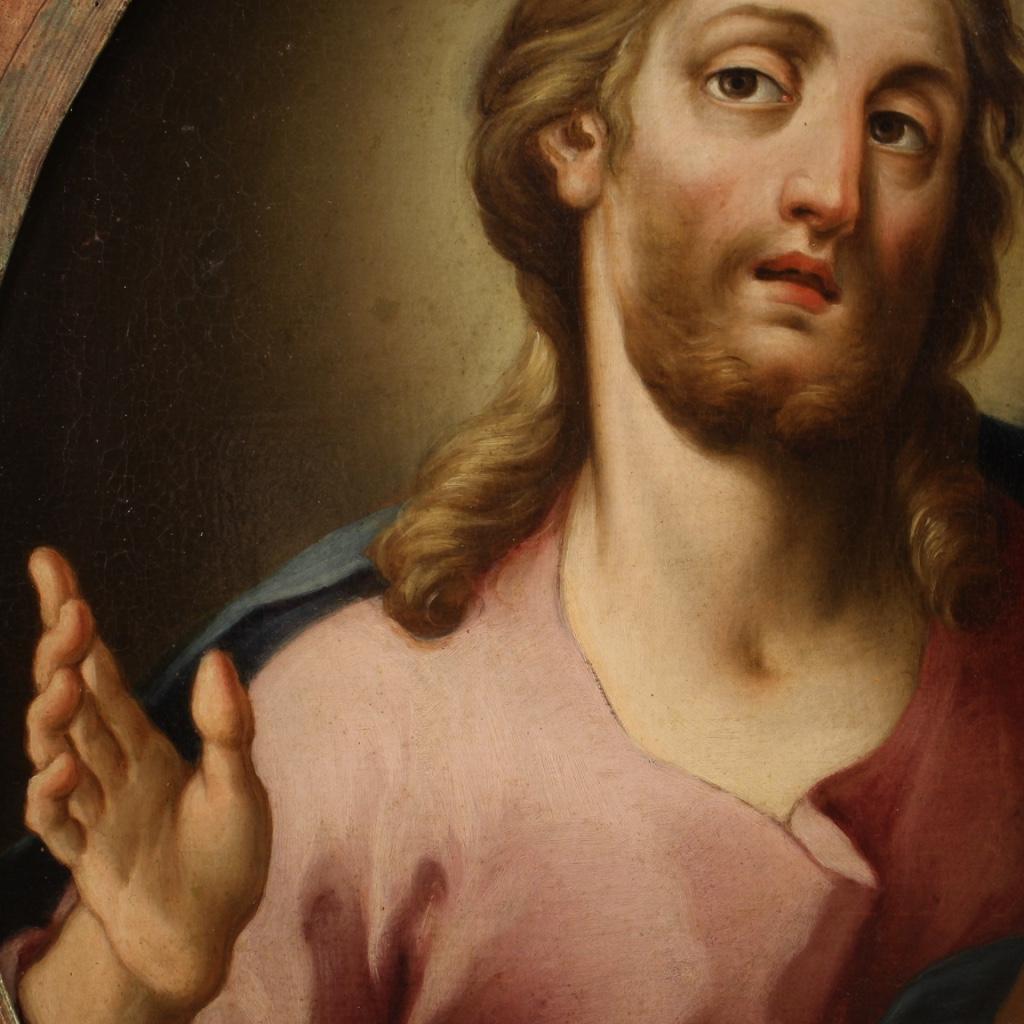 18th Century Oil on Canvas Italian Antique Religious Painting Christ, 1780 4