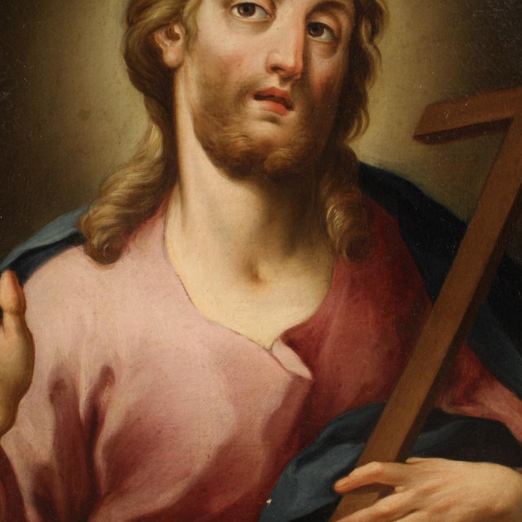 18th Century Oil on Canvas Italian Antique Religious Painting Christ, 1780 3
