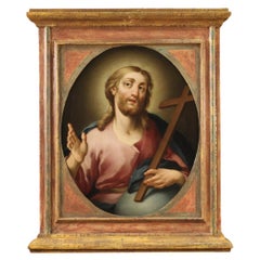 18th Century Oil on Canvas Italian Antique Religious Painting Christ, 1780