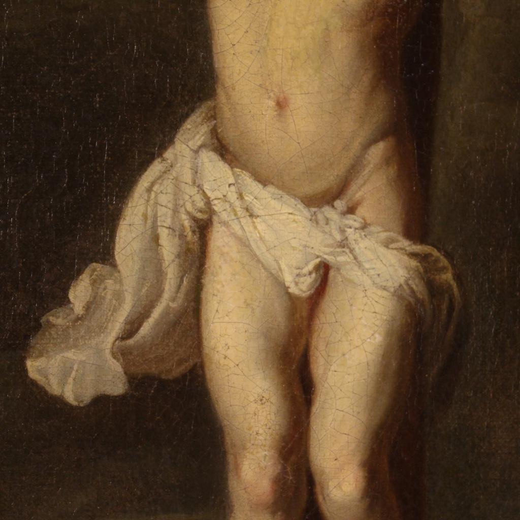18th Century Oil on Canvas Italian Antique Religious Painting Crucifixion, 1780 4