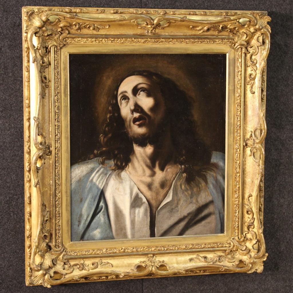 18th Century Oil on Canvas Italian Antique Religious Painting Ecstasy of Christ In Good Condition In Vicoforte, Piedmont