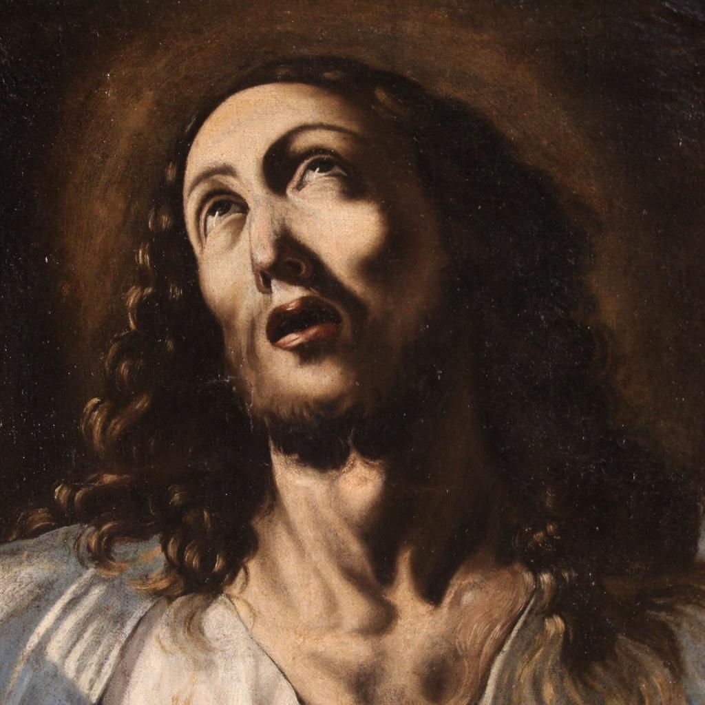 18th Century Oil on Canvas Italian Antique Religious Painting Ecstasy of Christ 1