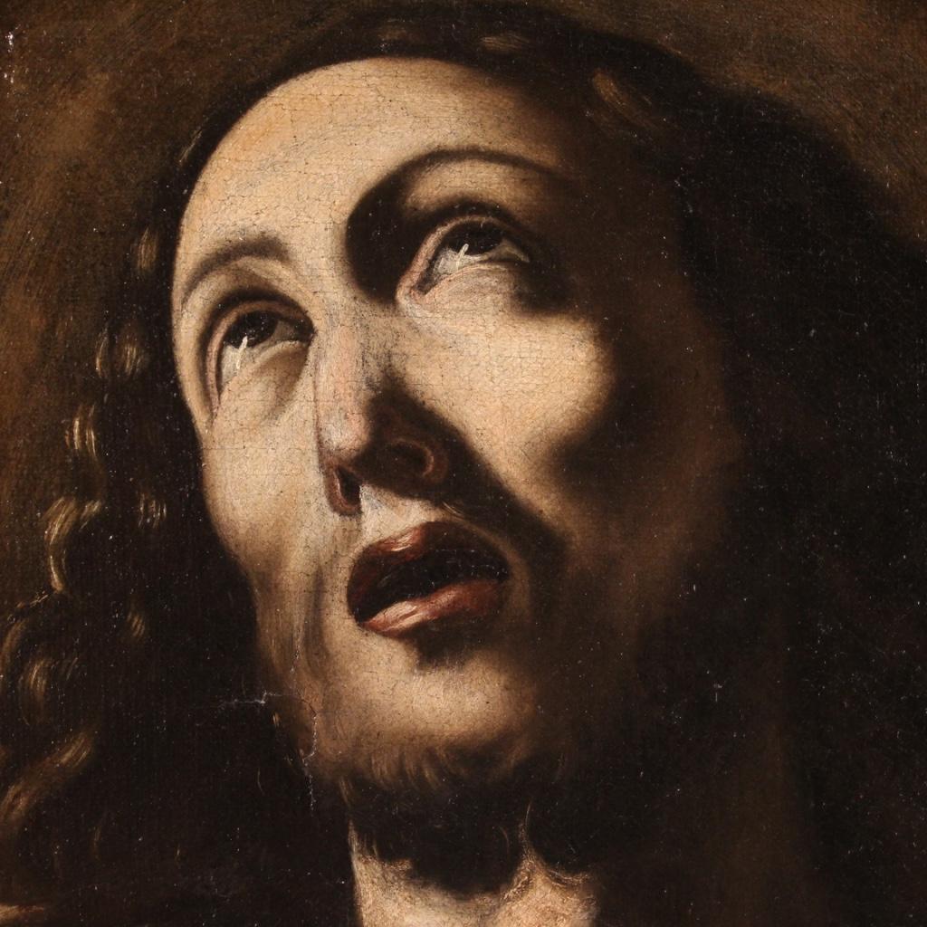 18th Century Oil on Canvas Italian Antique Religious Painting Ecstasy of Christ 6