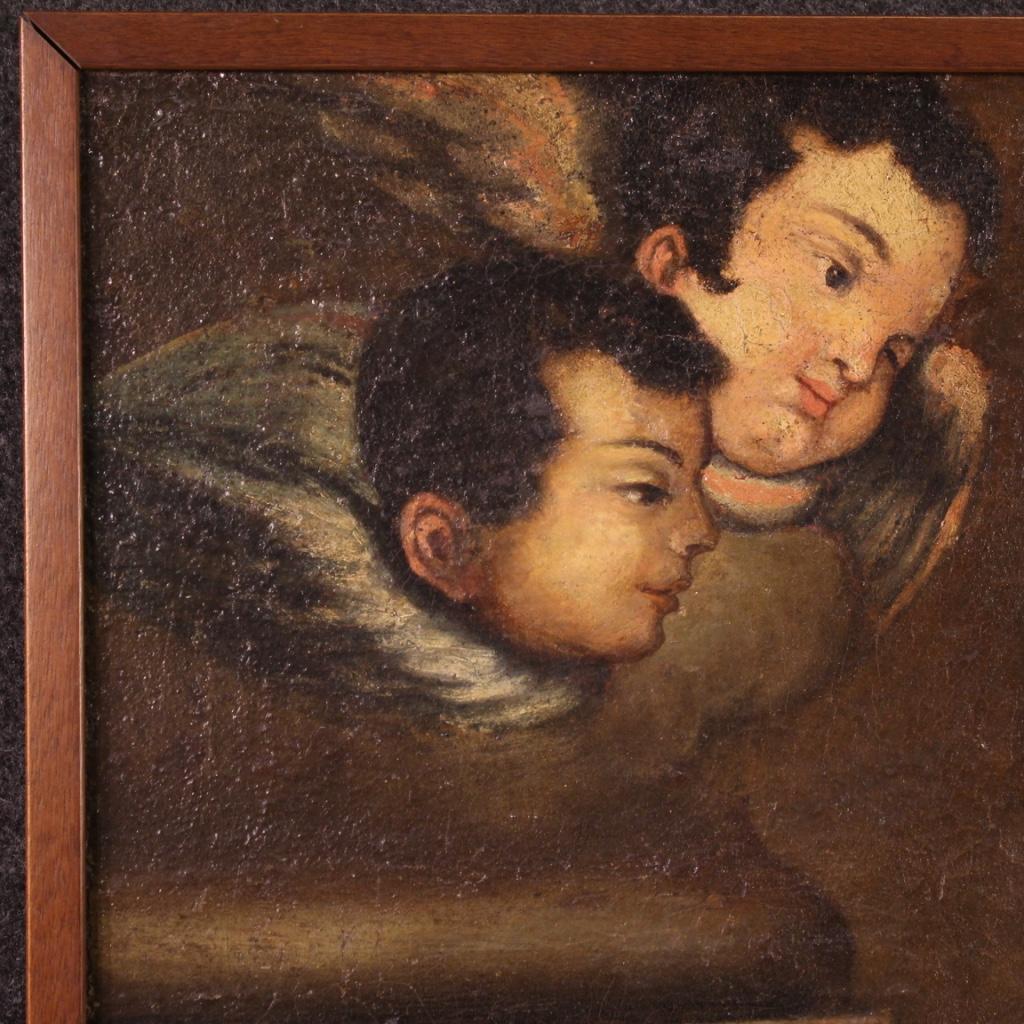 18th Century Oil on Canvas Italian Antique Religious Painting Holy Family, 1760 3